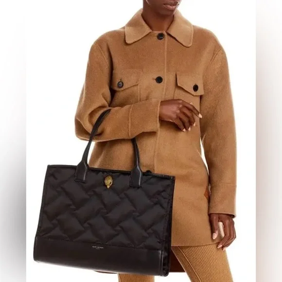 KURT GEIGER LONDON Black Quilted Recycled Shopper Bag Brass Eagle NWT - Picture 14 of 14